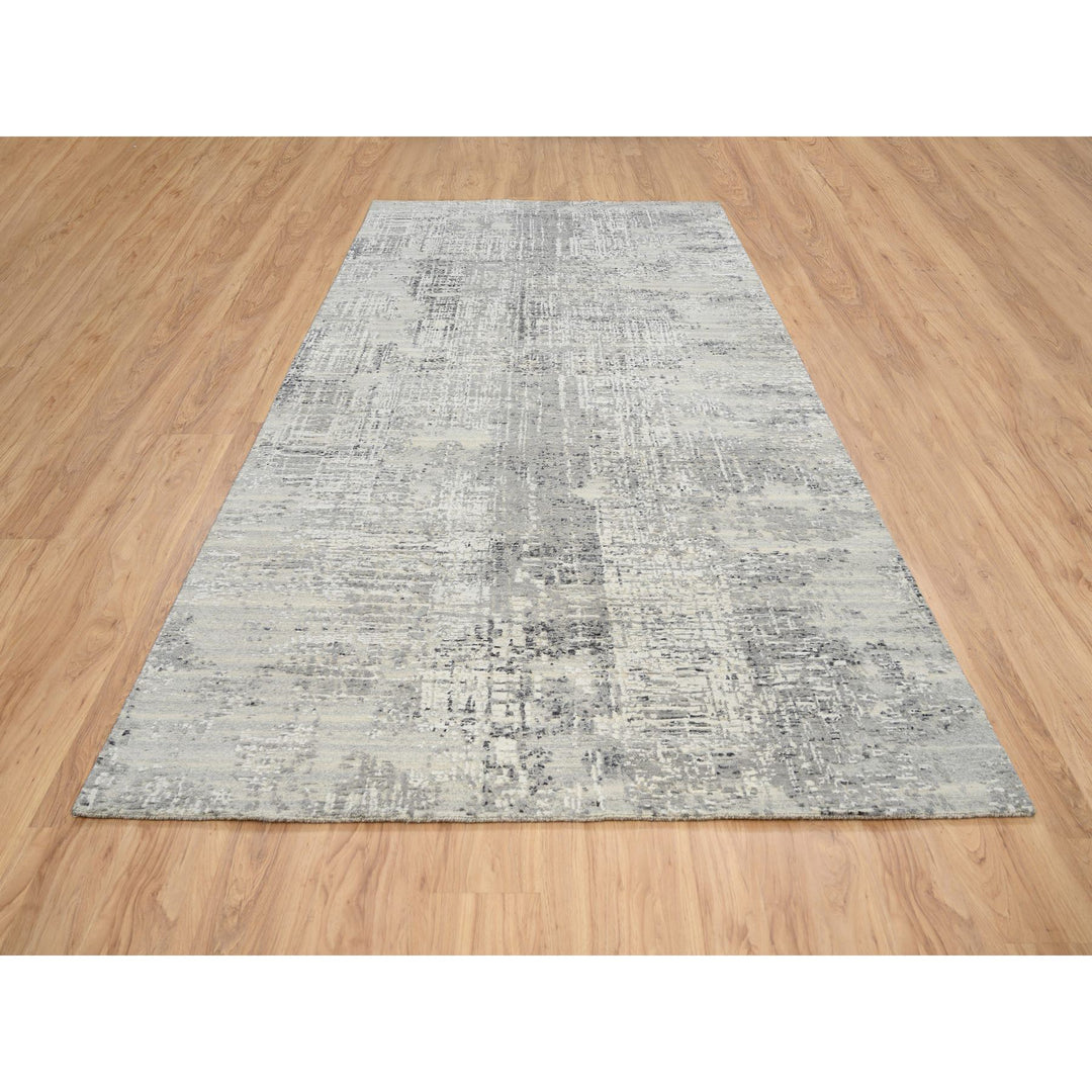 6'0" x 11'10" New Hand Knotted Grey Wool Runner Oriental Rug - MOA10264688