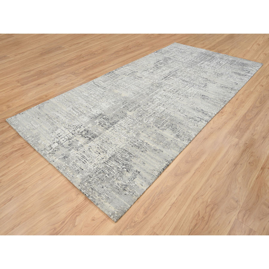 6'0" x 11'10" New Hand Knotted Grey Wool Runner Oriental Rug - MOA10264688