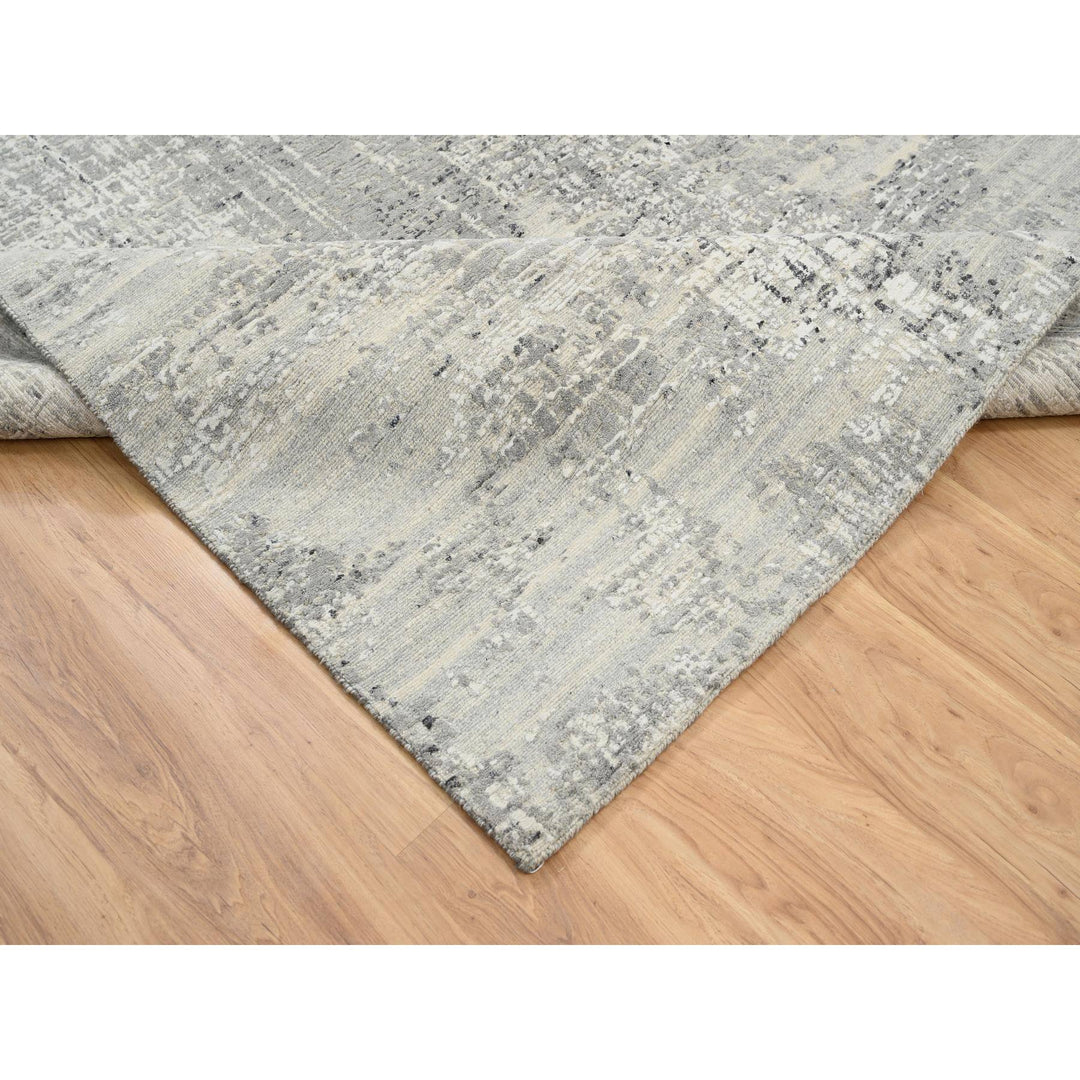 6'0" x 11'10" New Hand Knotted Grey Wool Runner Oriental Rug - MOA10264688