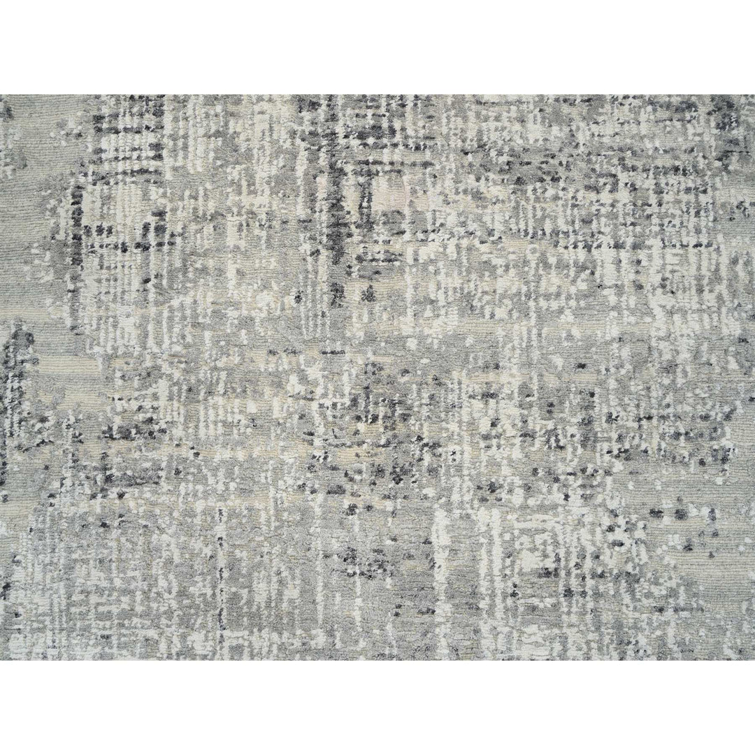 6'0" x 11'10" New Hand Knotted Grey Wool Runner Oriental Rug - MOA10264688