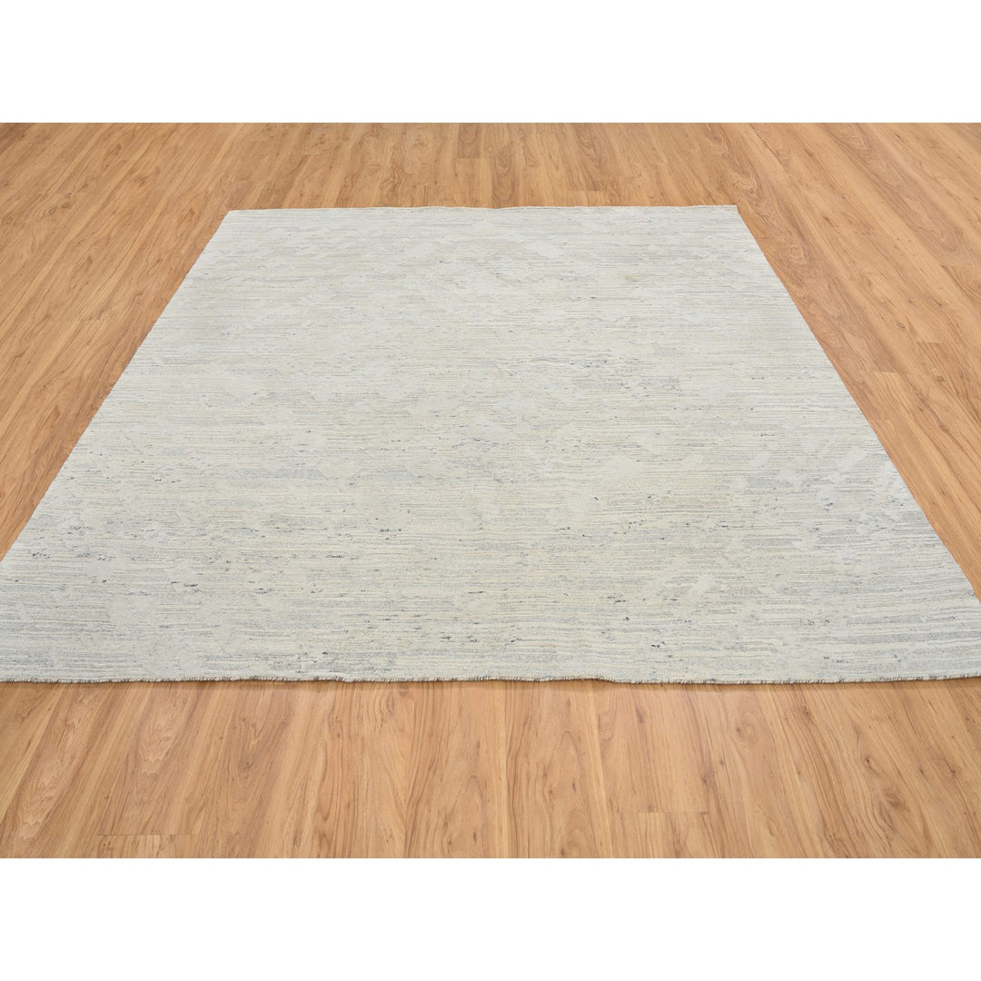 8'1" x 8'1" New Hand Knotted Grey Wool Square Oriental Rug - MOA10264690