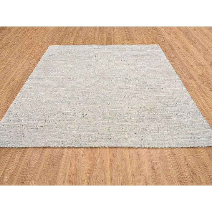 8'1" x 8'1" New Hand Knotted Grey Wool Square Oriental Rug - MOA10264690