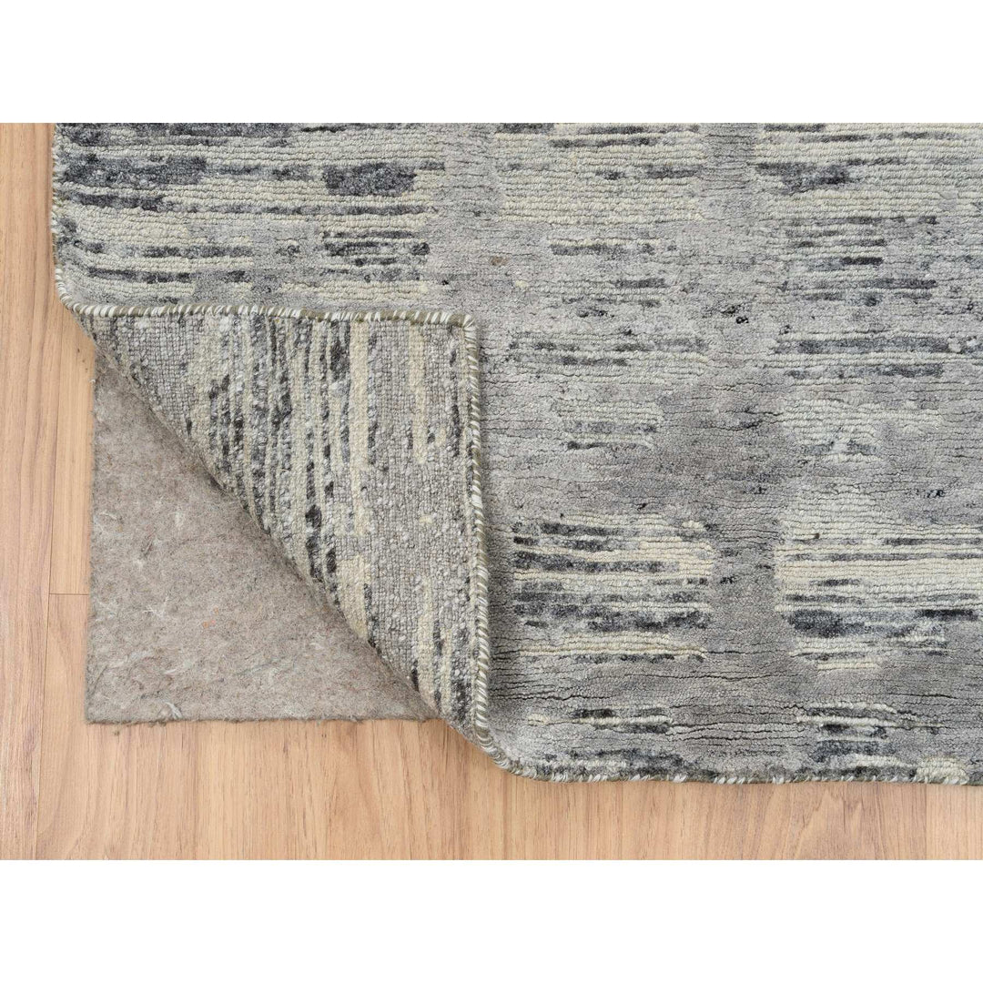 2'6" x 22'0" New Hand Knotted Grey Wool Runner Oriental Rug - MOA10264695