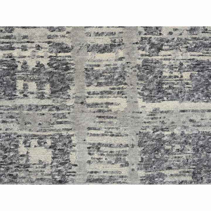 2'7" x 23'8" New Hand Knotted Grey Wool Runner Oriental Rug - MOA10264696