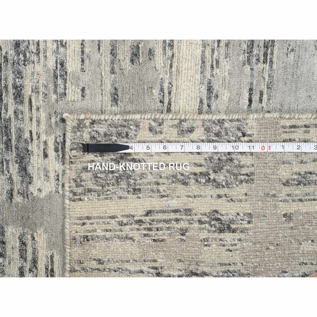 2'7" x 23'8" New Hand Knotted Grey Wool Runner Oriental Rug - MOA10264696