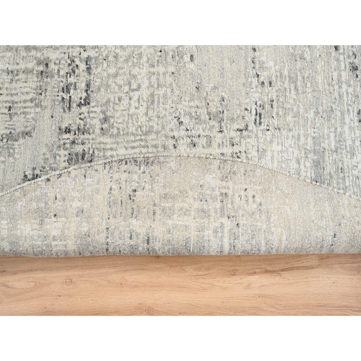 7'10" x 7'10" New Hand Knotted Grey Wool Round Oriental Rug - MOA10264700