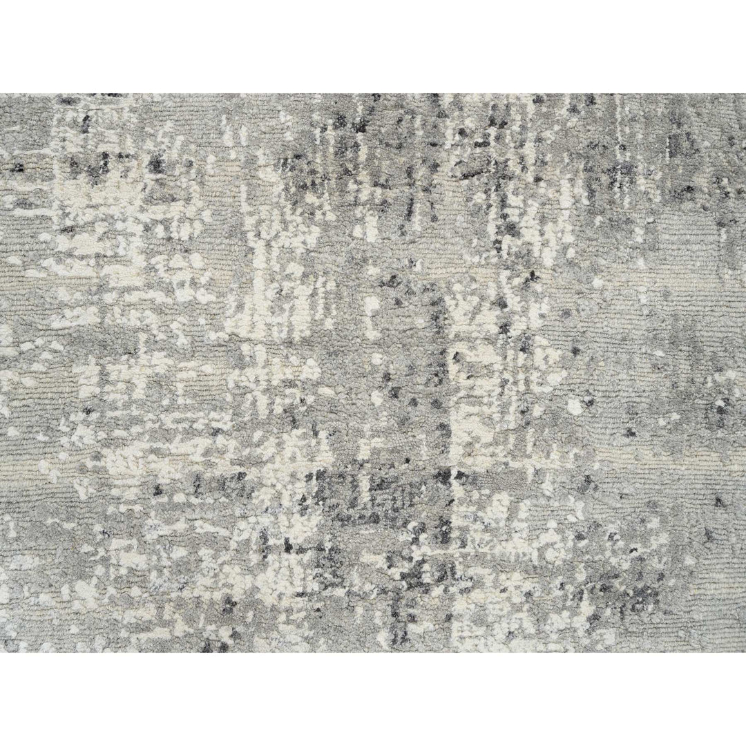 2'7" x 6'0" New Hand Knotted Grey Wool Runner Oriental Rug - MOA10264705