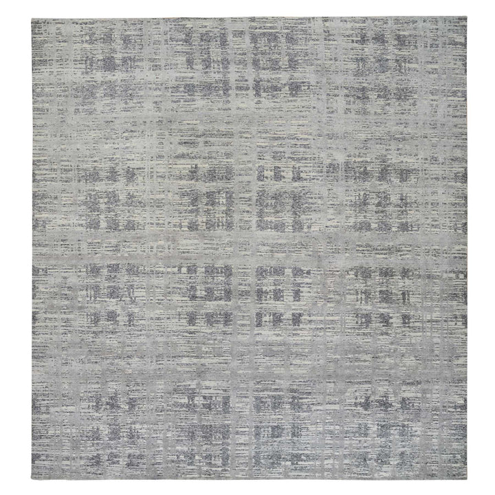 13'7" x 14'0" New Hand Knotted Grey Wool Square Oriental Rug - MOA10264710