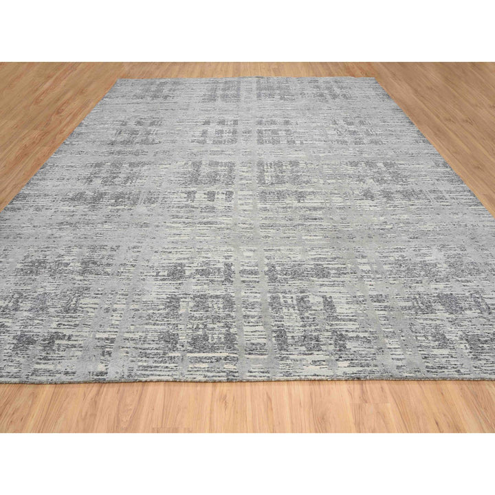 13'7" x 14'0" New Hand Knotted Grey Wool Square Oriental Rug - MOA10264710