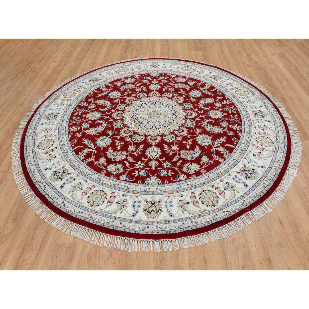 8'0" x 8'0" New Hand Knotted Red Cotton Round Oriental Rug - MOA10264719