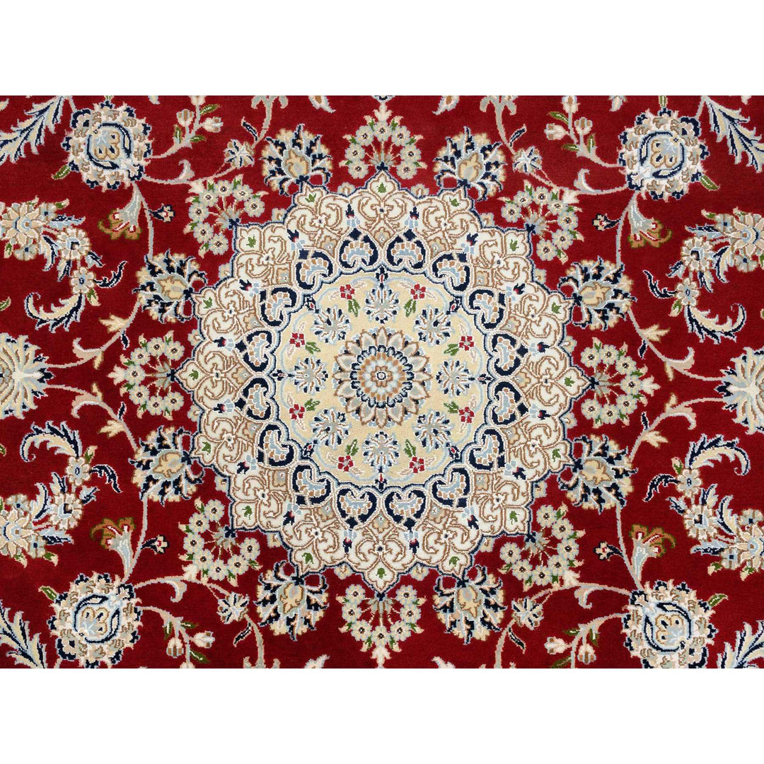 8'0" x 8'0" New Hand Knotted Red Wool Round Oriental Rug - MOA10264719