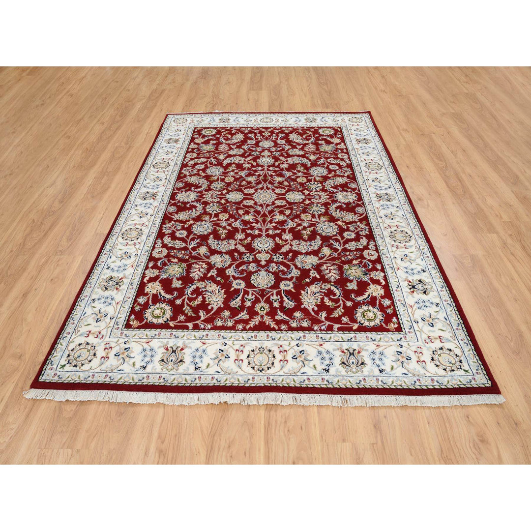 6'0" x 8'10" New Hand Knotted Red Wool Rectangle Oriental Rug - MOA10264722