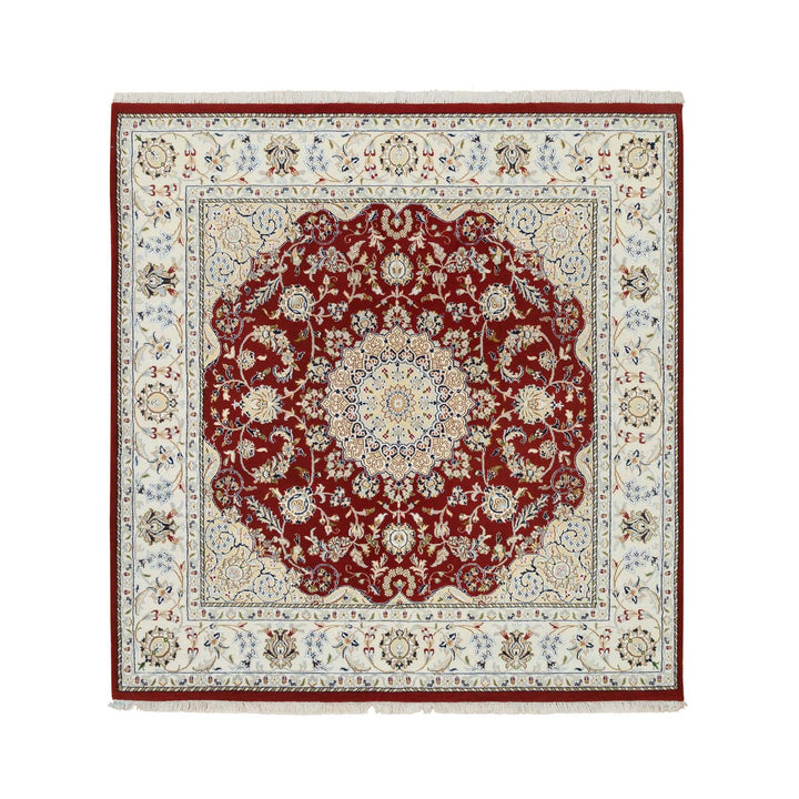 5'9" x 6'0" New Hand Knotted Red Cotton Square Oriental Rug - MOA10264724