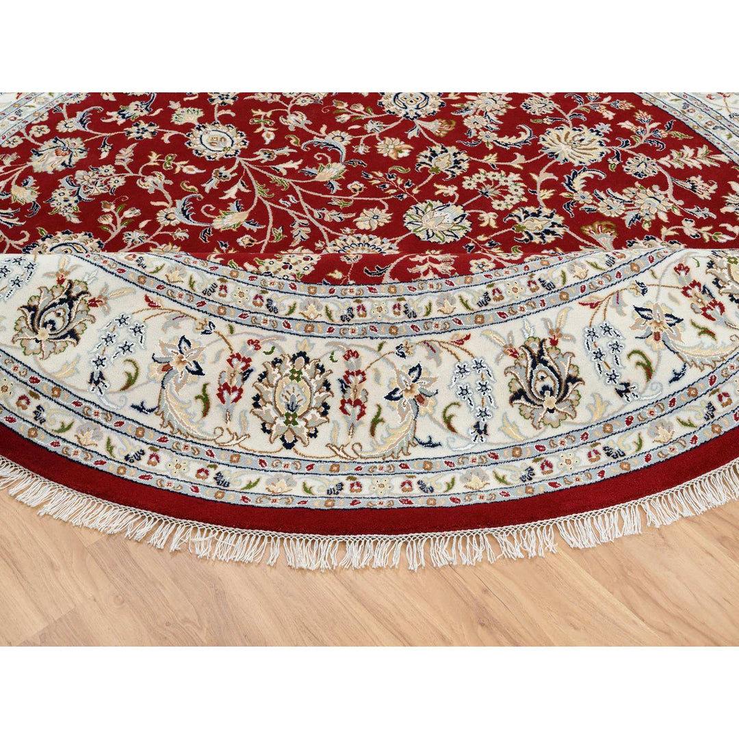 9'1" x 9'1" New Hand Knotted Red Cotton Round Oriental Rug - MOA10264728