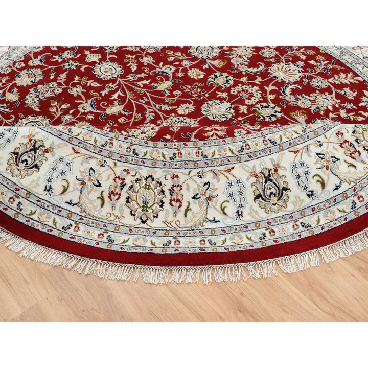 9'1" x 9'1" New Hand Knotted Red Cotton Round Oriental Rug - MOA10264728