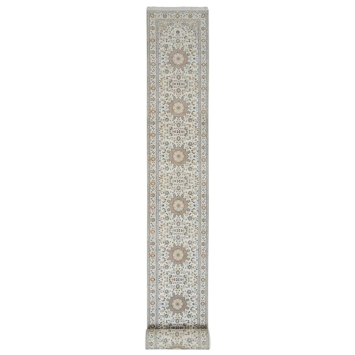 2'9" x 26'2" New Hand Knotted Ivory Wool Runner Oriental Rug - MOA10264745