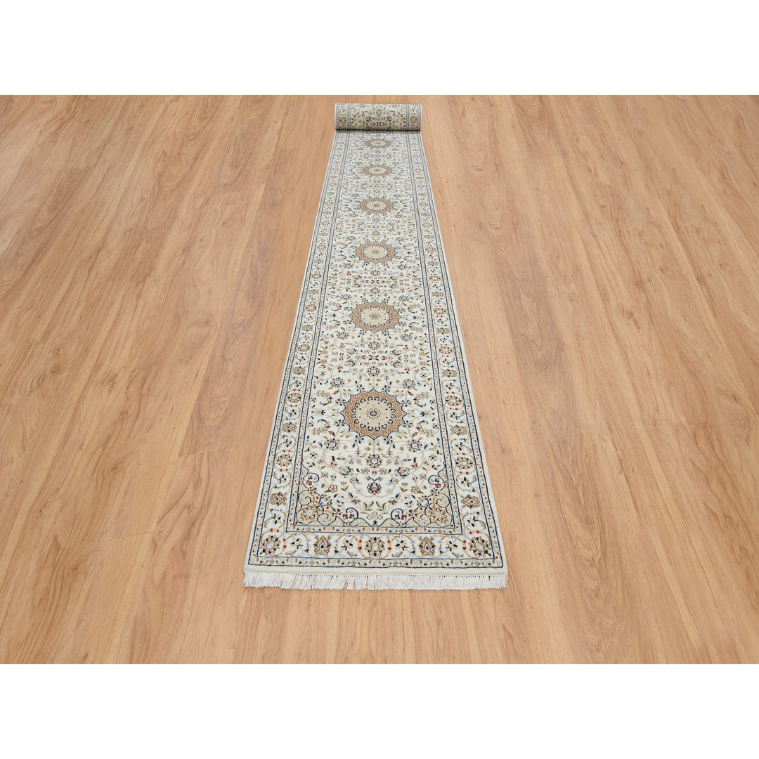 2'9" x 26'2" New Hand Knotted Ivory Wool Runner Oriental Rug - MOA10264745