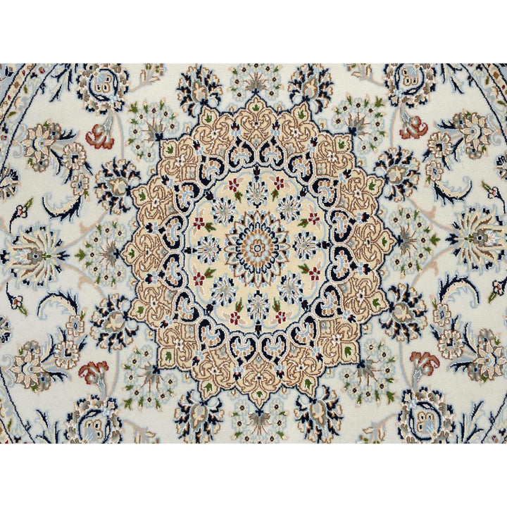 6'0" x 6'0" New Hand Knotted Ivory Cotton Round Oriental Rug - MOA10264746