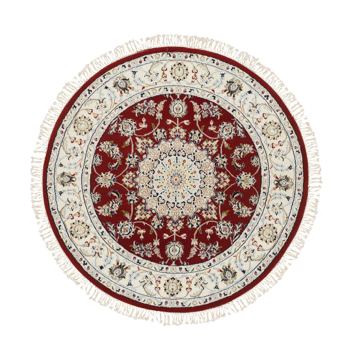 4'0" x 4'0" New Hand Knotted Red Cotton Round Oriental Rug - MOA10264752