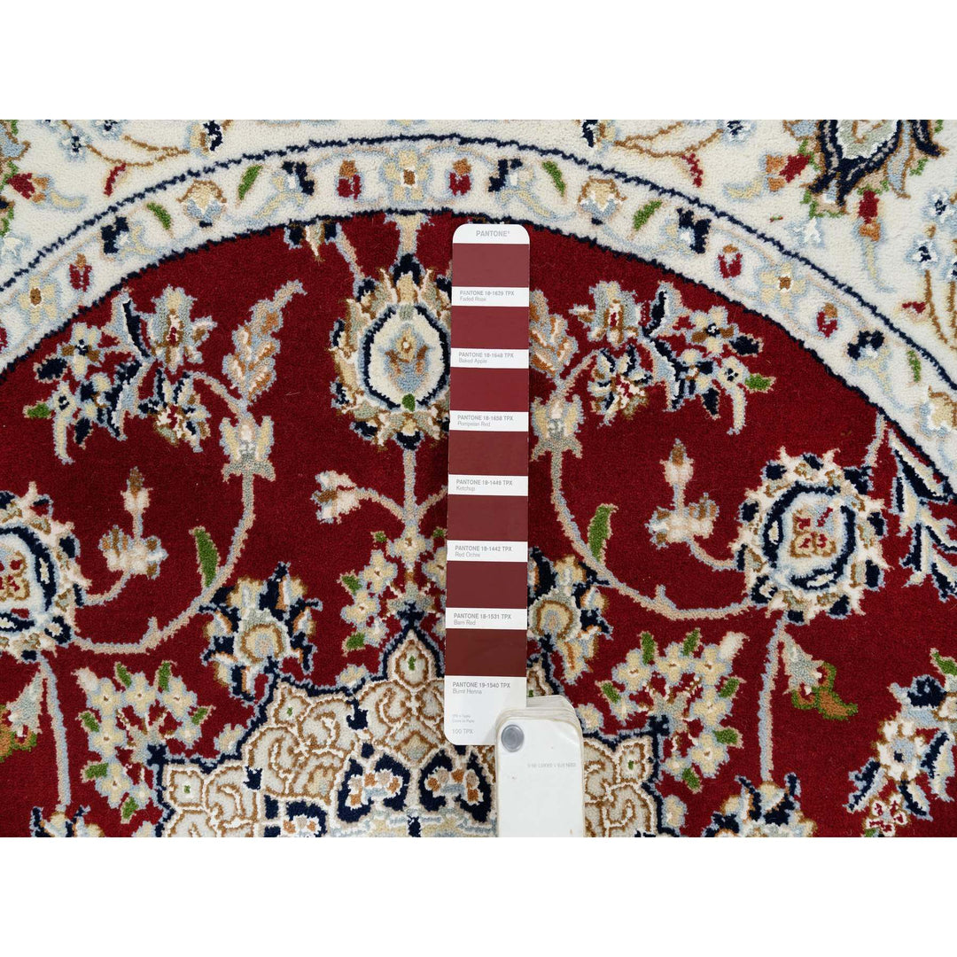 4'0" x 4'0" New Hand Knotted Red Cotton Round Oriental Rug - MOA10264752