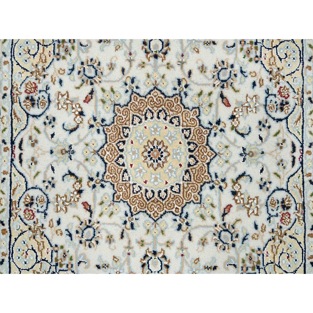 3'0" x 3'1" New Hand Knotted Ivory Cotton Square Oriental Rug - MOA10264757