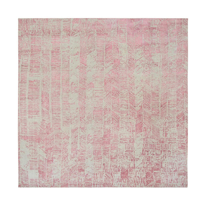 12'0" x 12'0" New Hand Loomed Pink Cotton Square Oriental Rug - MOA10264808