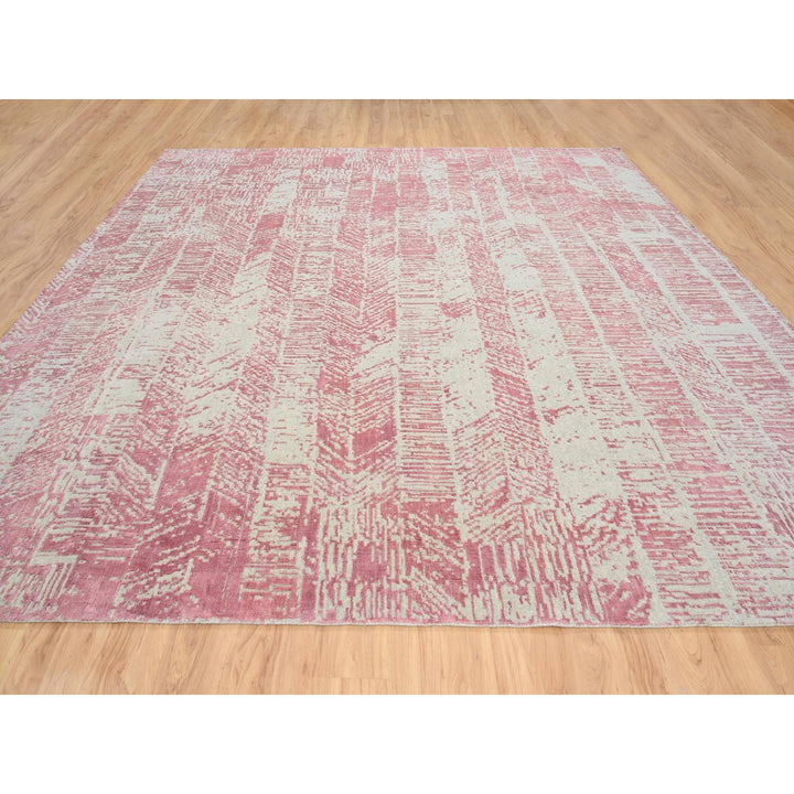 12'0" x 12'0" New Hand Loomed Pink Cotton Square Oriental Rug - MOA10264808