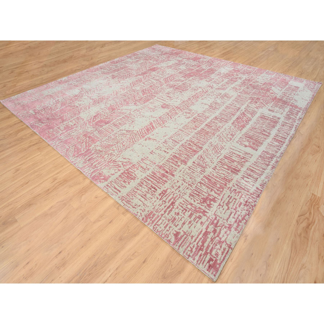 12'0" x 12'0" New Hand Loomed Pink Cotton Square Oriental Rug - MOA10264808