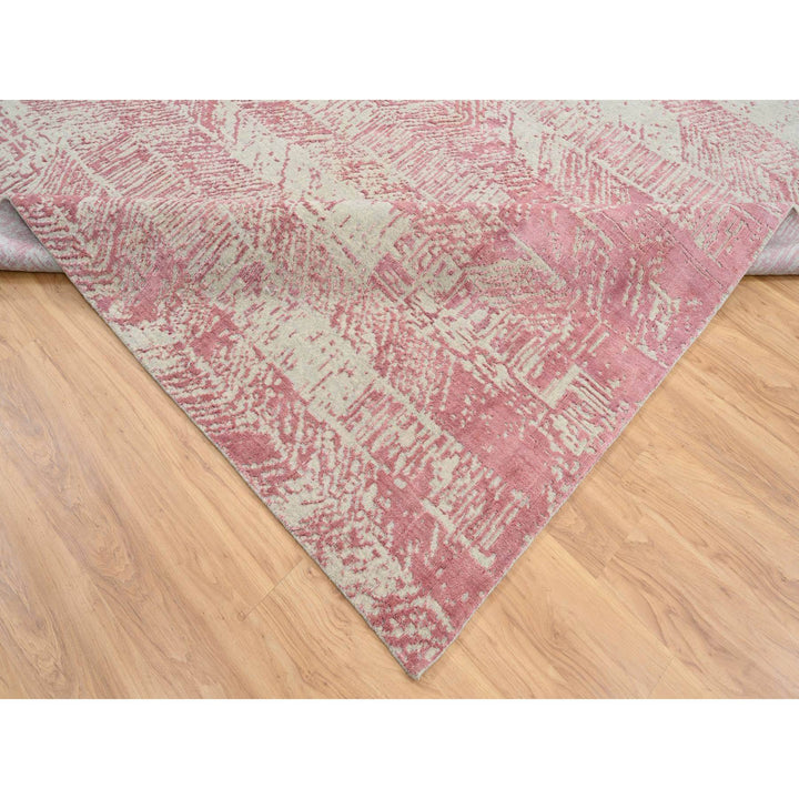 12'0" x 12'0" New Hand Loomed Pink Cotton Square Oriental Rug - MOA10264808