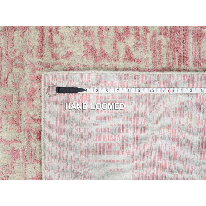 2'6" x 12'1" New Hand Loomed Pink Wool & Silk Runner Oriental Rug - MOA10264810