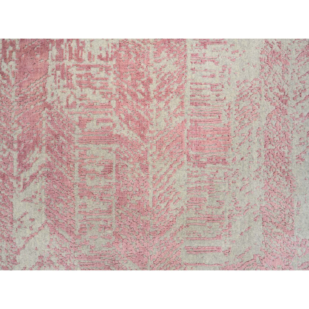 10'0" x 10'2" New Hand Loomed Pink Wool & Art Silk Square Oriental Rug - MOA10264815