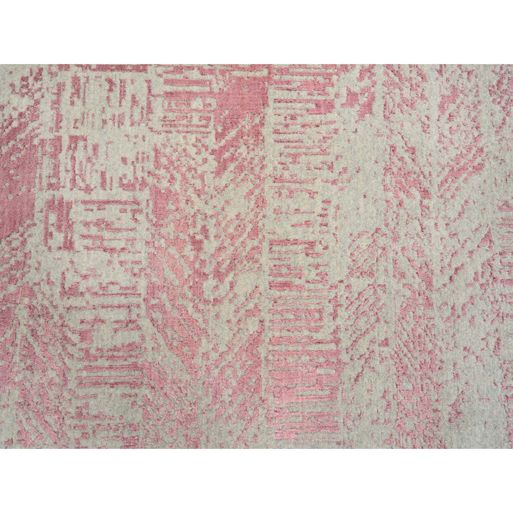 10'0" x 14'0" New Hand Loomed Pink Wool & Silk Rectangle Oriental Rug - MOA10264817