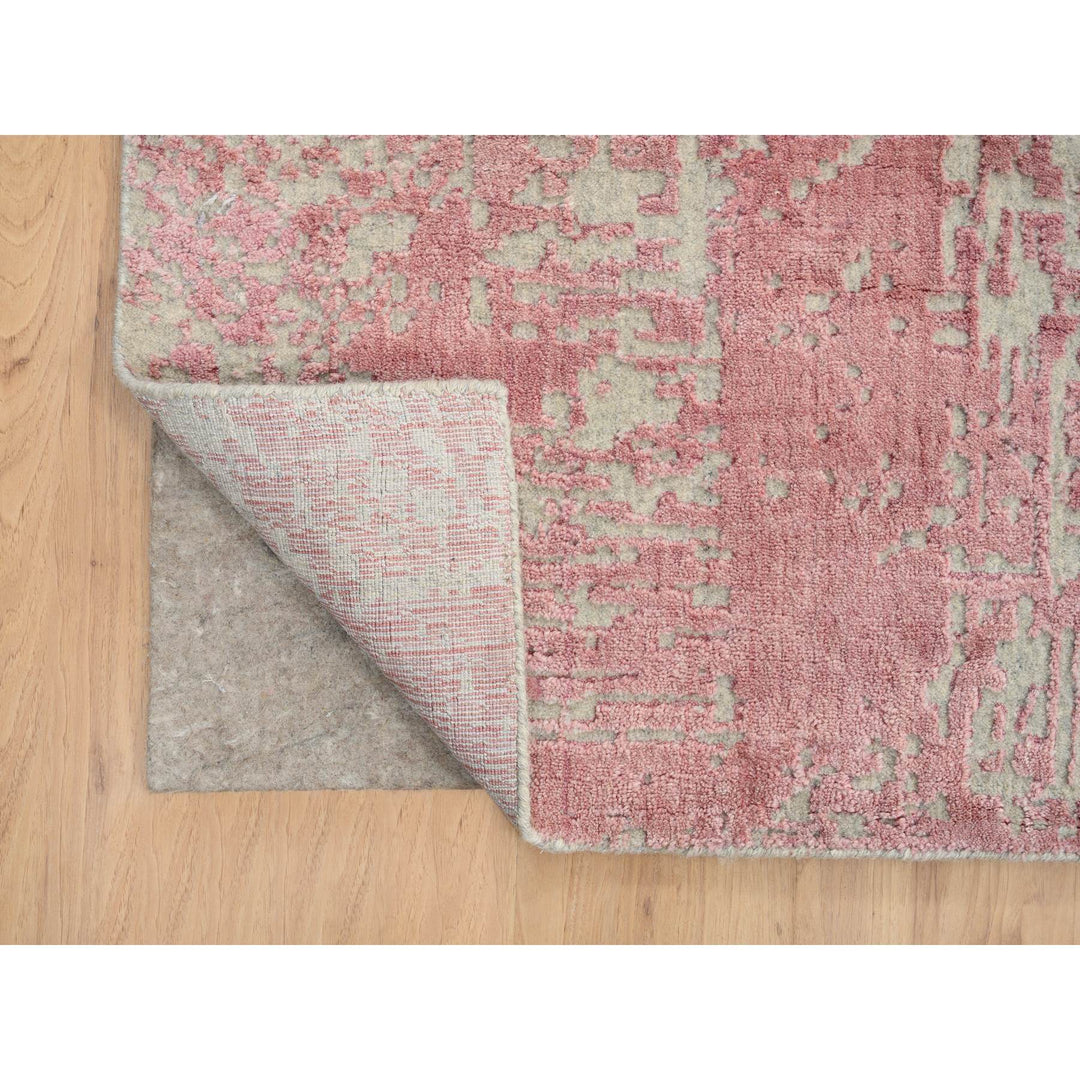 11'10" x 17'10" New Hand Loomed Pink Wool & Art Silk Rectangle Oriental Rug - MOA10264836