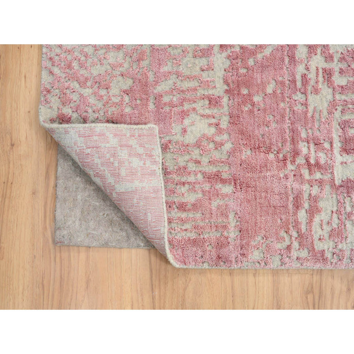 11'10" x 15'1" New Hand Loomed Pink Wool & Art Silk Rectangle Oriental Rug - MOA10264841