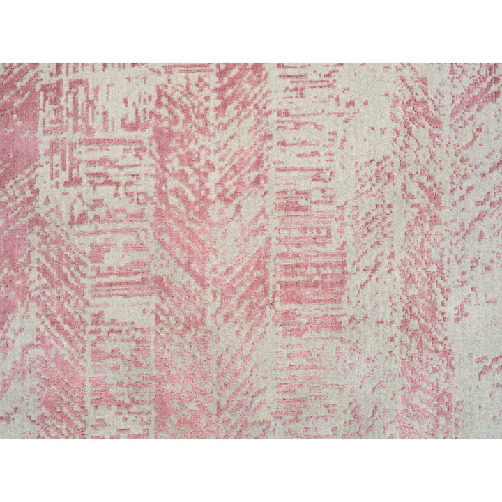 11'10" x 15'1" New Hand Loomed Pink Wool & Art Silk Rectangle Oriental Rug - MOA10264841