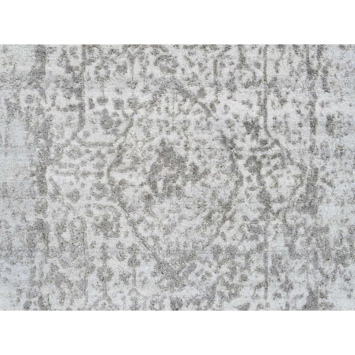 2'7" x 23'9" New Hand Knotted Grey Wool Runner Oriental Rug - MOA10264844