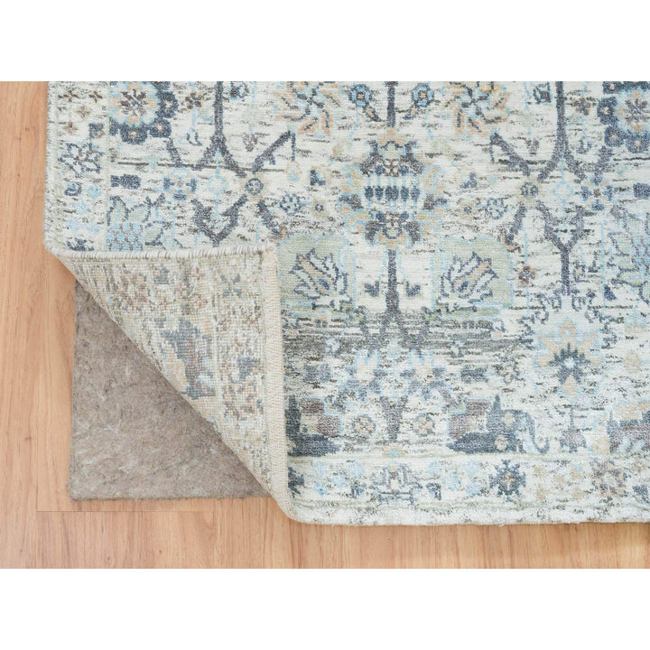 2'6" x 18'2" New Hand Knotted Ivory Wool & Silk Runner Oriental Rug - MOA10264890