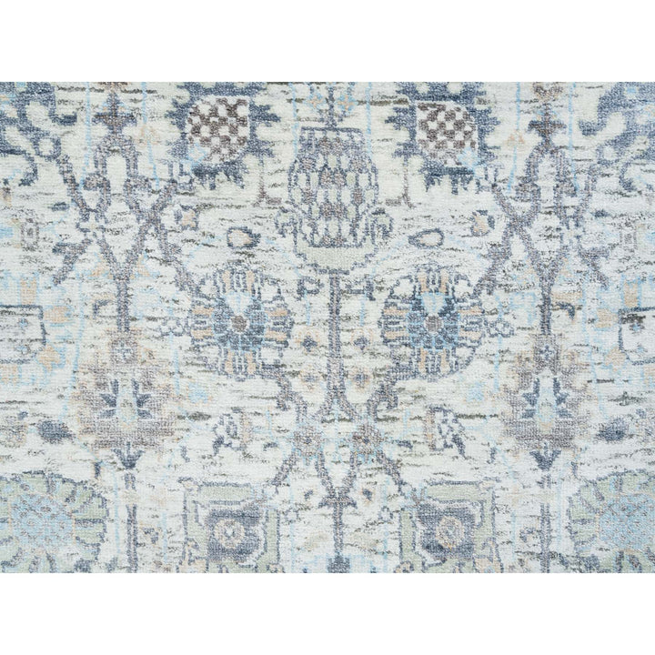 2'6" x 18'2" New Hand Knotted Ivory Wool & Silk Runner Oriental Rug - MOA10264890