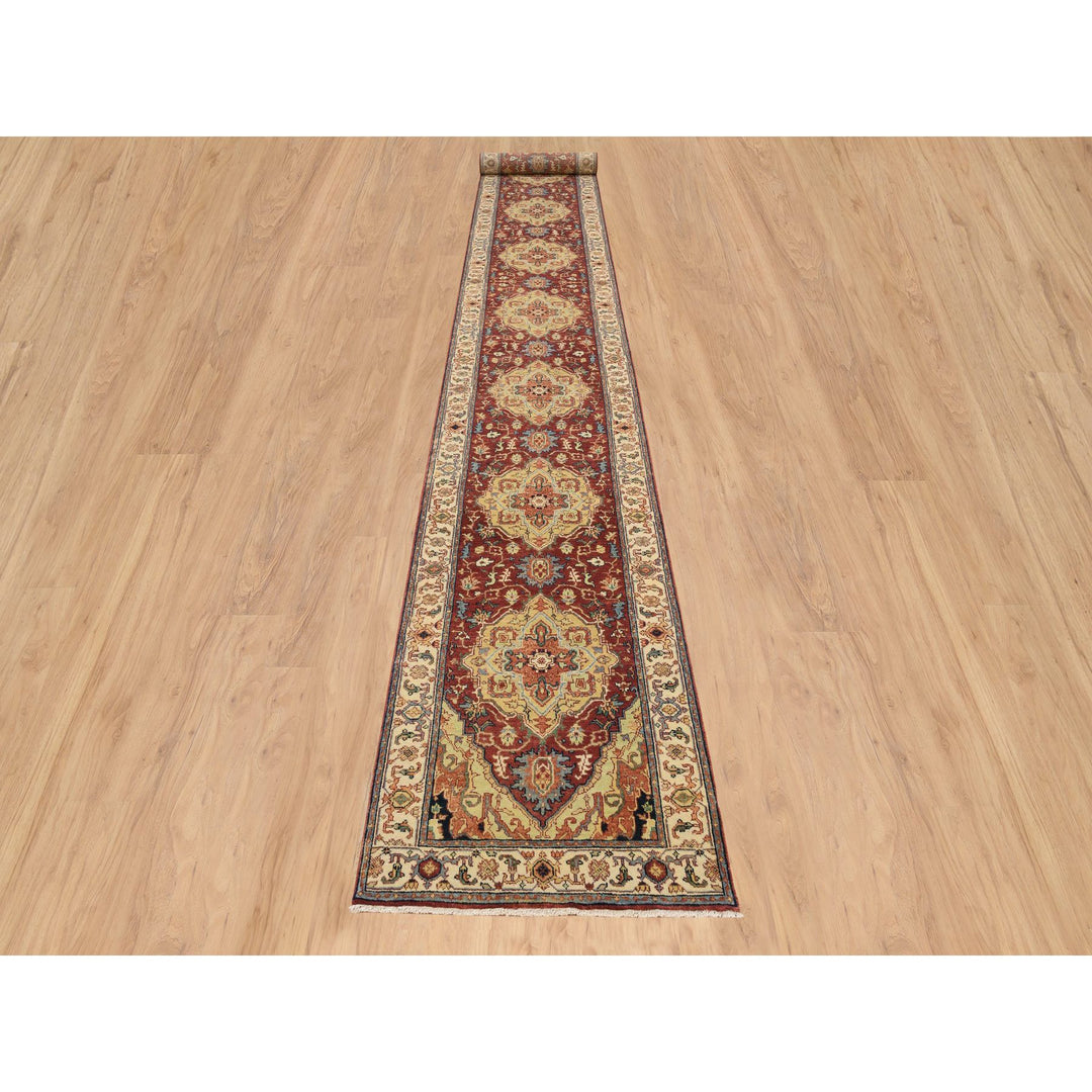 2'6" x 18'2" New Hand Knotted Red Wool Runner Oriental Rug - MOA10264970