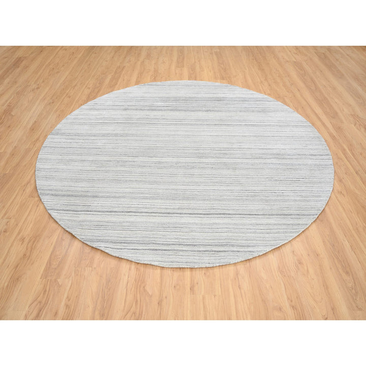 9'9" x 9'9" New Hand Loomed Grey Wool Round Oriental Rug - MOA10264980