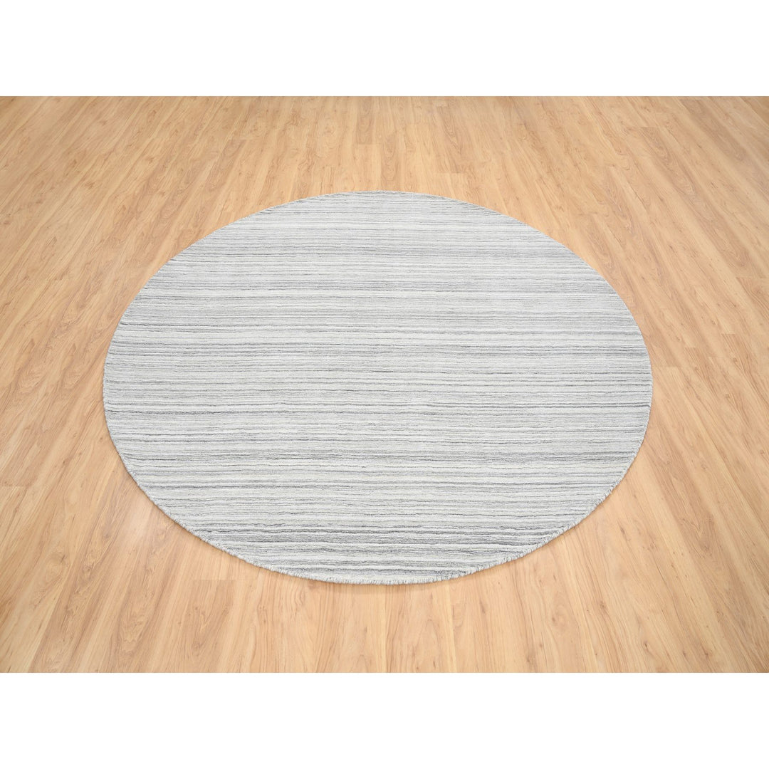 8'0" x 8'0" New Hand Loomed Grey Wool Round Oriental Rug - MOA10264982