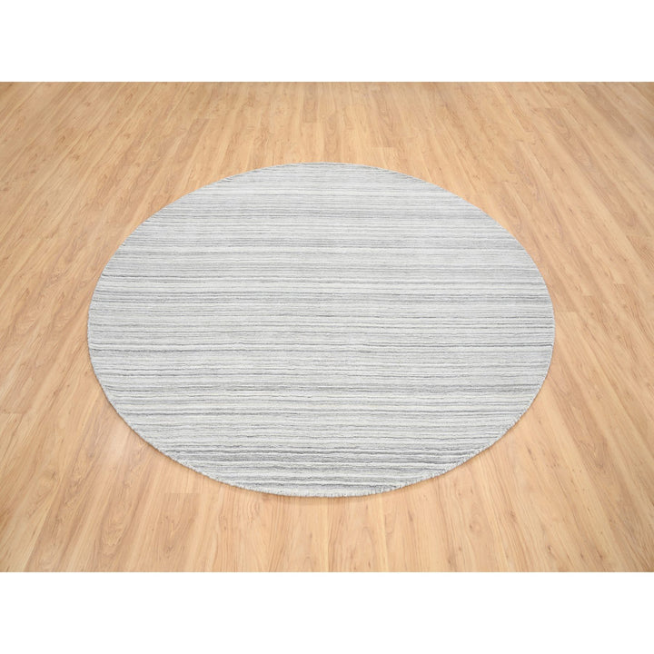 8'0" x 8'0" New Hand Loomed Grey Wool Round Oriental Rug - MOA10264982