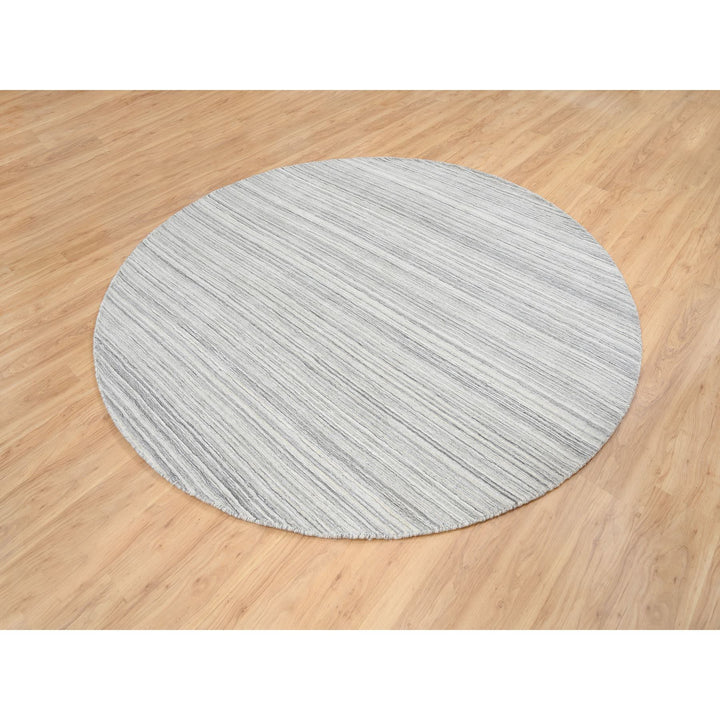 8'0" x 8'0" New Hand Loomed Grey Wool Round Oriental Rug - MOA10264982