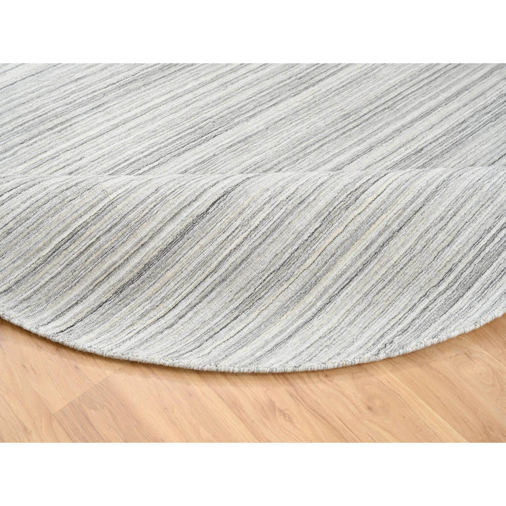 8'0" x 8'0" New Hand Loomed Grey Wool Round Oriental Rug - MOA10264982