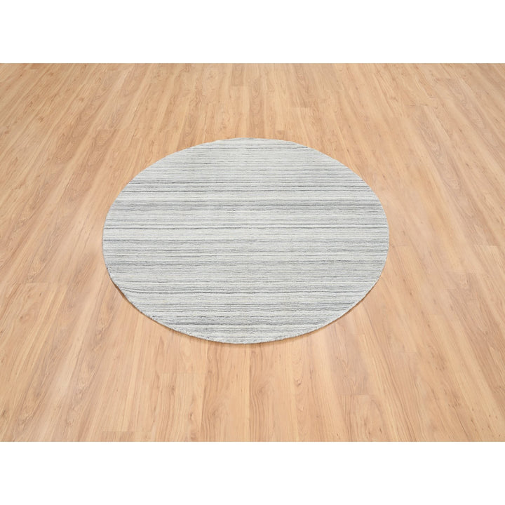 6'0" x 6'0" New Hand Loomed Grey Wool Round Oriental Rug - MOA10264985