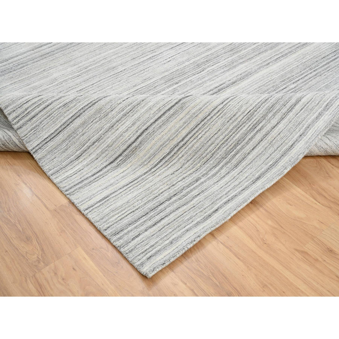 8'1" x 8'0" New Hand Loomed Grey Wool Square Oriental Rug - MOA10264990