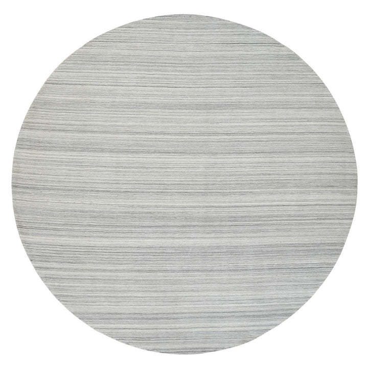 12'0" x 12'0" New Hand Loomed Grey Wool Round Oriental Rug - MOA10264995