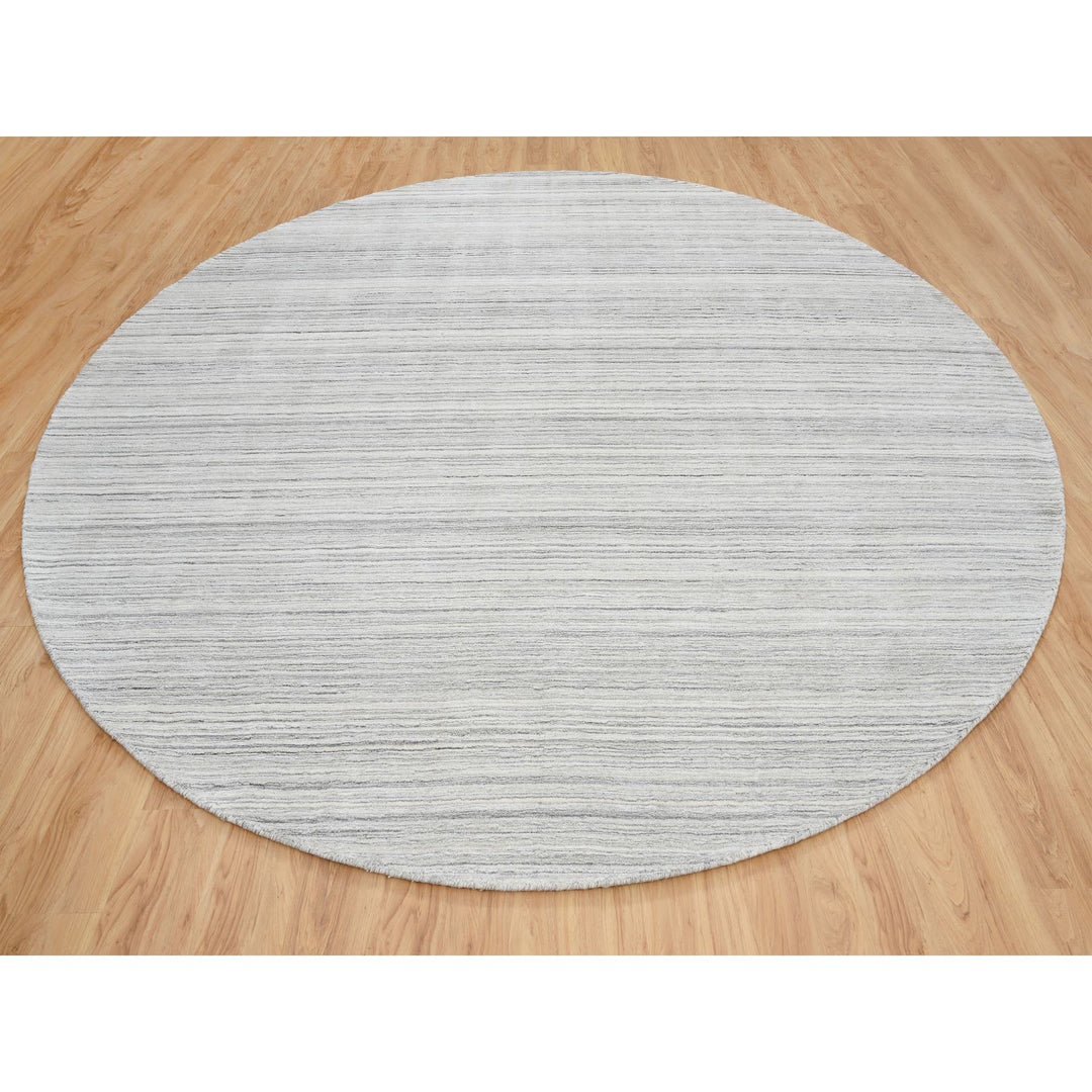 12'0" x 12'0" New Hand Loomed Grey Wool Round Oriental Rug - MOA10264995