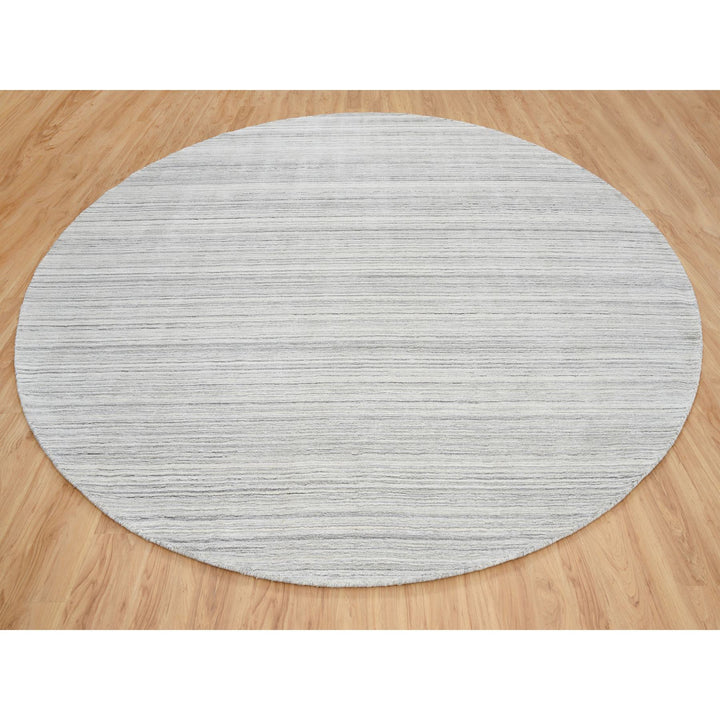 12'0" x 12'0" New Hand Loomed Grey Wool Round Oriental Rug - MOA10264995