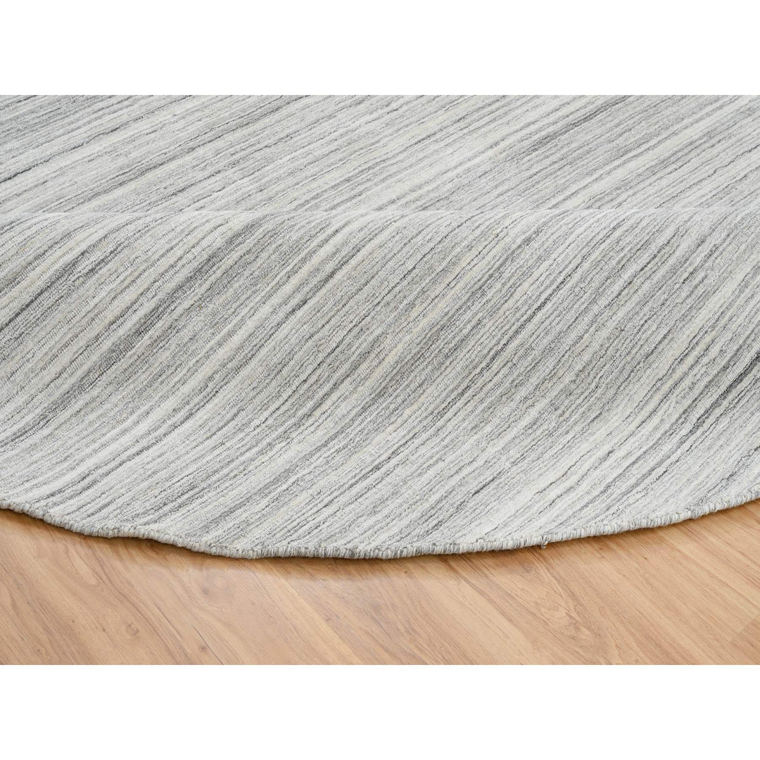 12'0" x 12'0" New Hand Loomed Grey Wool Round Oriental Rug - MOA10264995